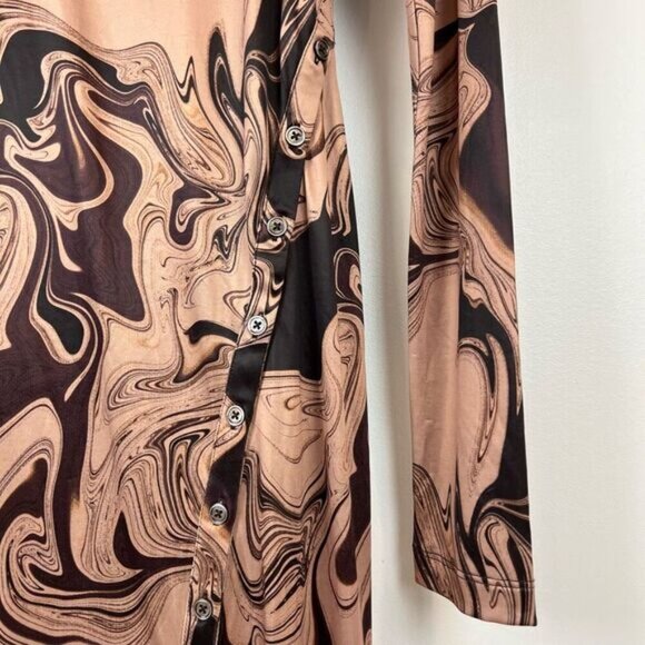 Song of Style Rommie Mesh Dress Brown Marble Women’s Small Long Sleeve Stretch - Picture 14 of 15